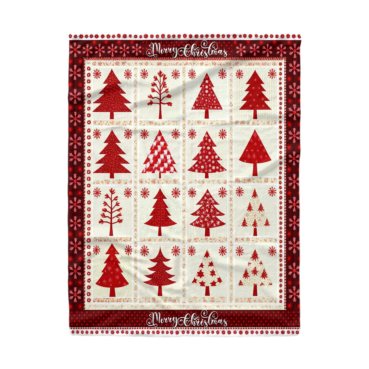 Shineful Fleece Blanket Merry Christmas Tree Patchwork