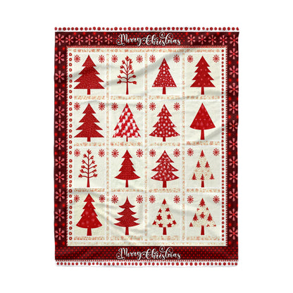 Shineful Fleece Blanket Merry Christmas Tree Patchwork