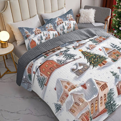 Shineful All Season Quilt 3-Piece Set Christmas Hometown Love