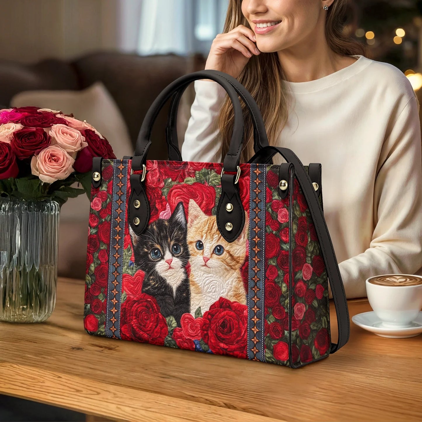 Shineful Leather Bag Cat Purrfect Rose Companions