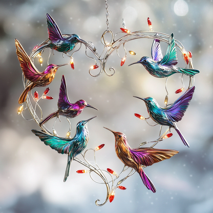 Shineful 2D Acrylic Ornament - Hummingbird Romance