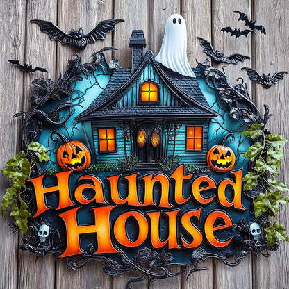 Shineful 2D Metal Sign Haunted House