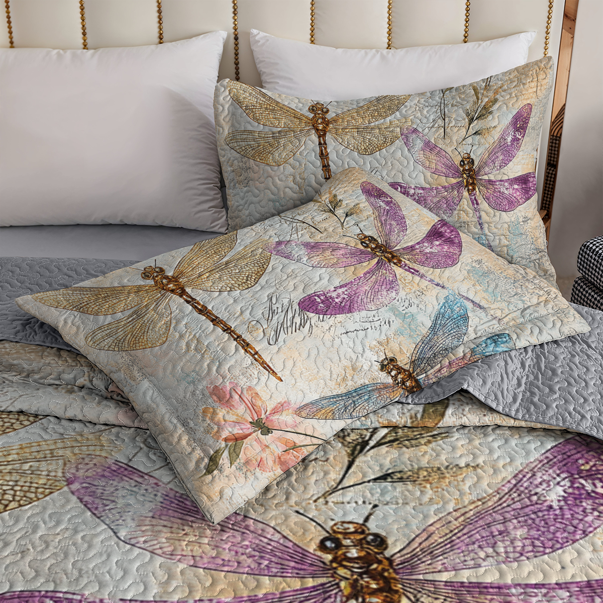 Shineful All Season Quilt 3-Piece Set - Golden Wings Harmony