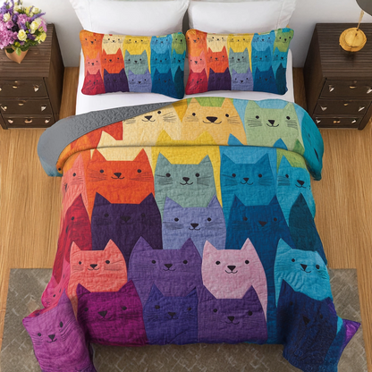 Shineful All Season Quilt 3-Piece Set Rainbow Whiskers