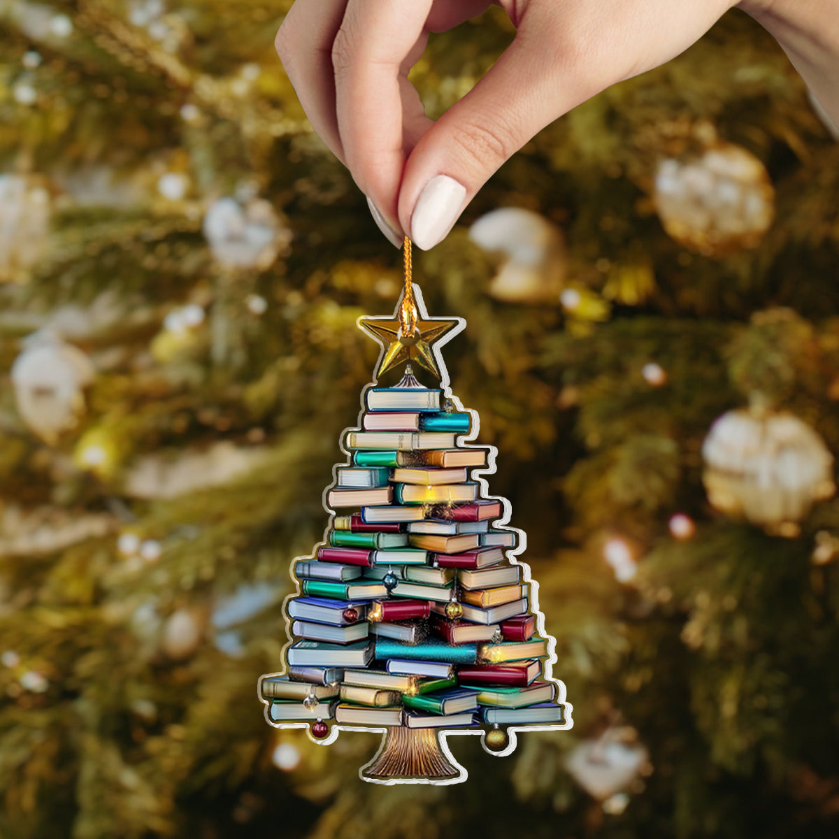 Shineful 2D Acrylic Ornament - Book Lover's Christmas Tree