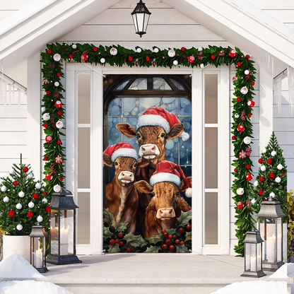 Shineful Door Cover - Cow's Christmas Welcome