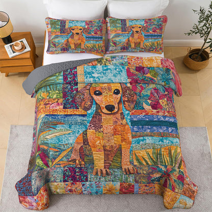 Shineful All Season Quilt 3-Piece Set Dachshund Delight Patchwork