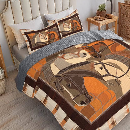 Shineful All Season Quilt 3-Piece Set Masterpiece In Horse