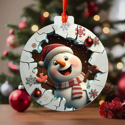 Glänzendes 2D Acrylornament „Fröhlicher Schneemann“ 