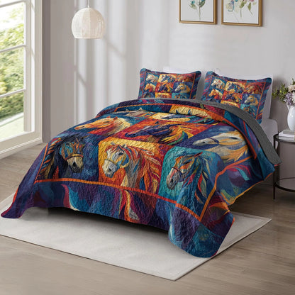 Shineful All Season Quilt 3-Piece Set - Majestic Horse Spirit