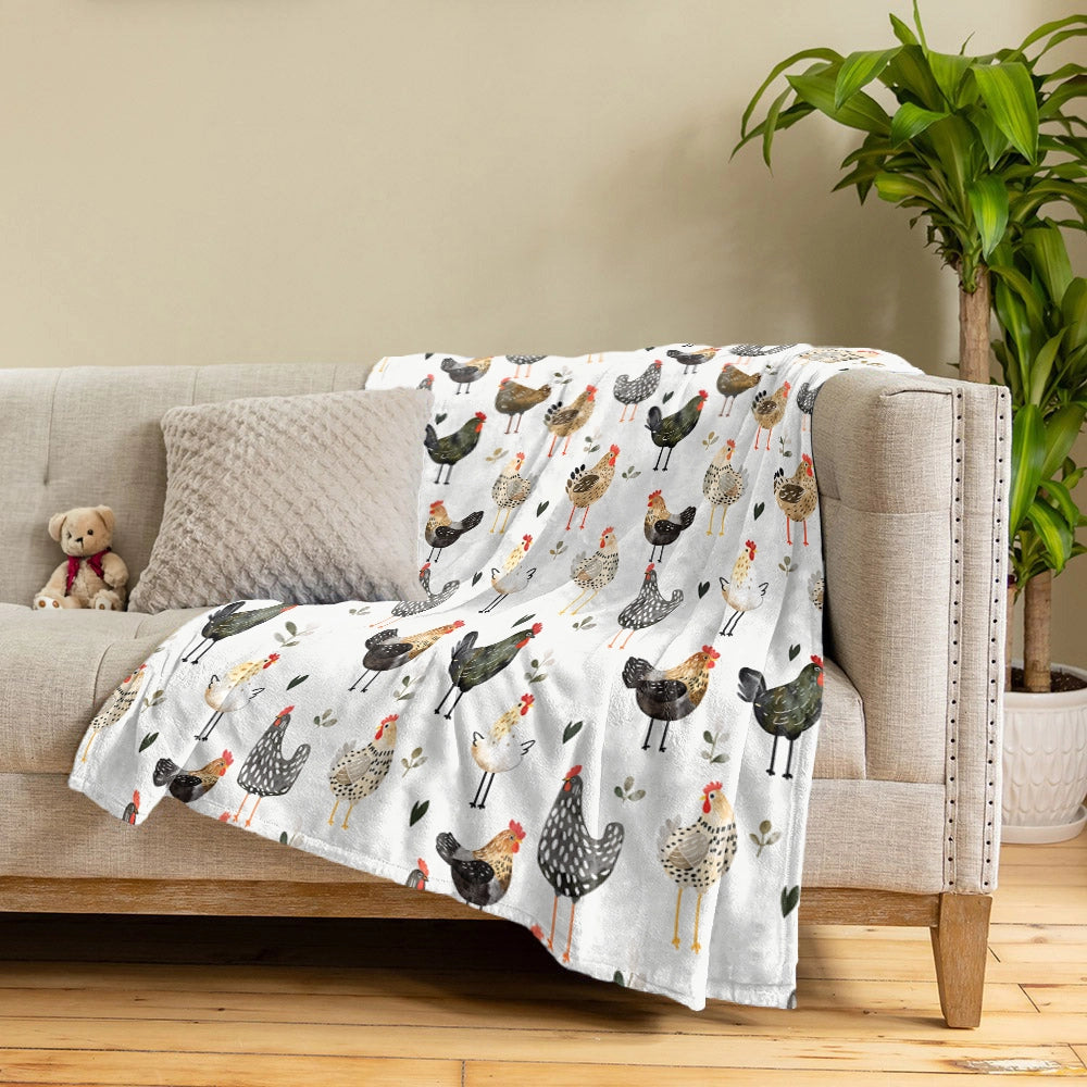 Shineful Fleece Blanket Country Charm Chickens