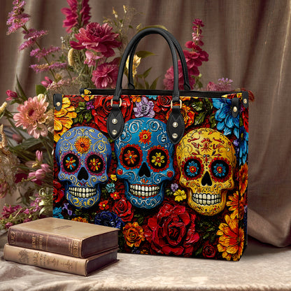 Shineful Leather Bag Floral Sugar Skull