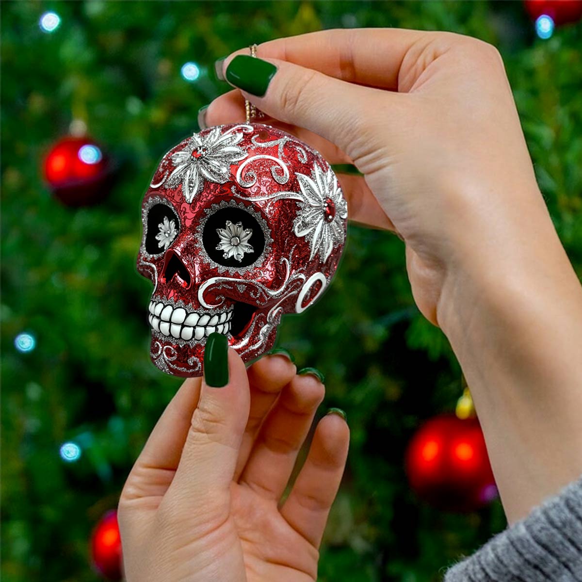 Shineful 2D Acrylic Ornament Red Sugar Skull