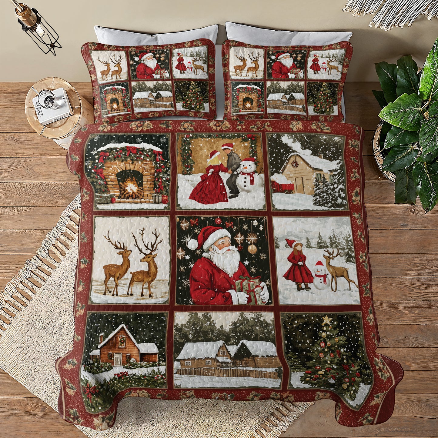 Shineful All Season Quilt 3-Piece Set - Happy Christmas Holiday