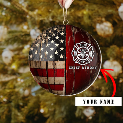 Shineful Acrylic Ornament Personalized Firefighter’s Patriot Pride