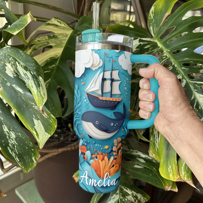 Shineful Glossy Tumbler Personalized Sailing Nautical Voyage