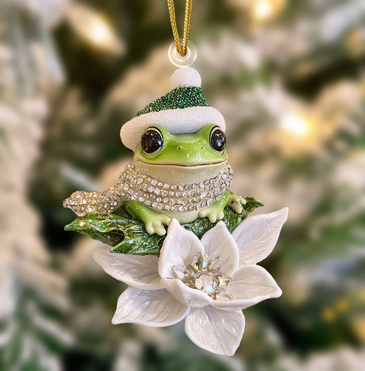 Glänzendes 2D-Acryl-Ornament „Funkelnder kleiner Frosch“ 