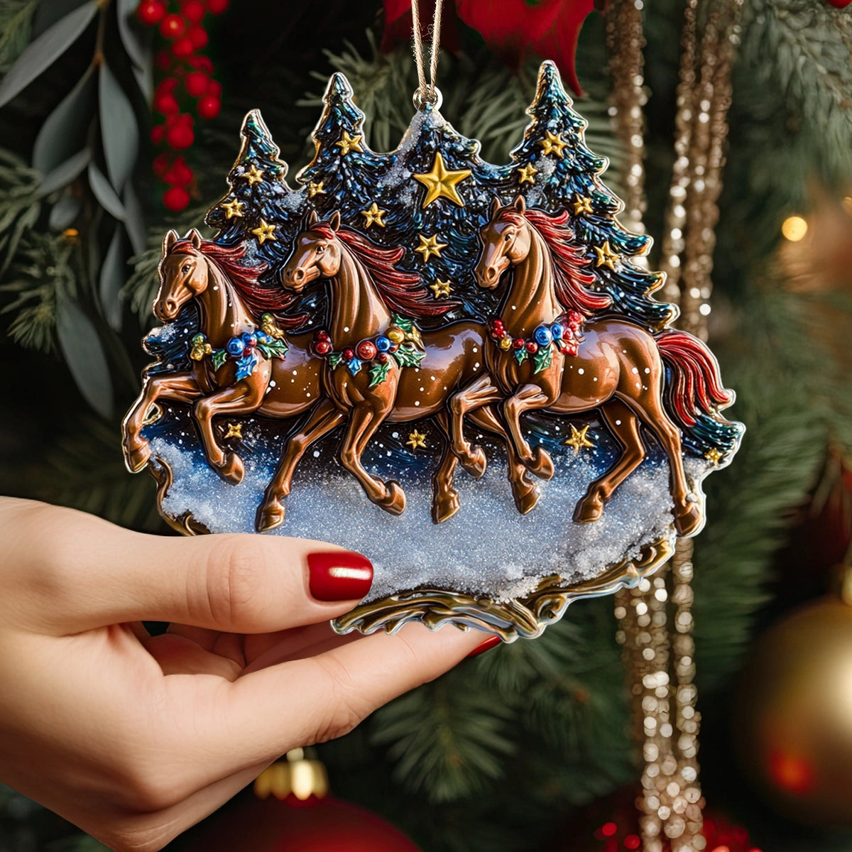 Shineful 2D Acrylic Ornament Galloping Through the Holidays