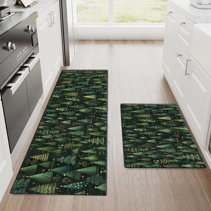 Shineful Ultra-Thin Non Skid Floor Mat, Kitchen Rugs Festive Fir Christmas Tree