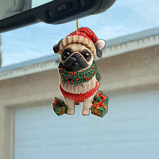 Shineful 2D Acrylic Ornament Chistmas Puggy