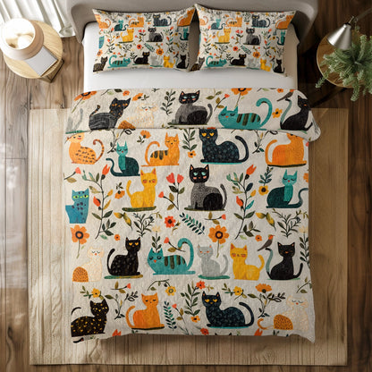 Shineful All Season Quilt 3-Piece Set - Purrfect Dreams Cat