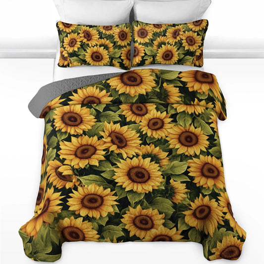 Ensemble de courtepointe toutes saisons Shineful 3 pièces - Sunflower Slumber