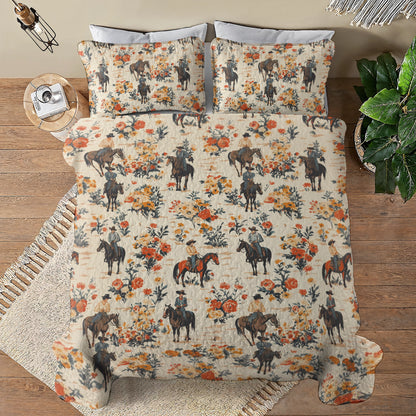 Shineful All Season Quilt 3-Piece Set Cowboy Ranch Blossoms