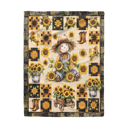 Shineful Fleece Blanket Peaceful Farmhouse Sunflower