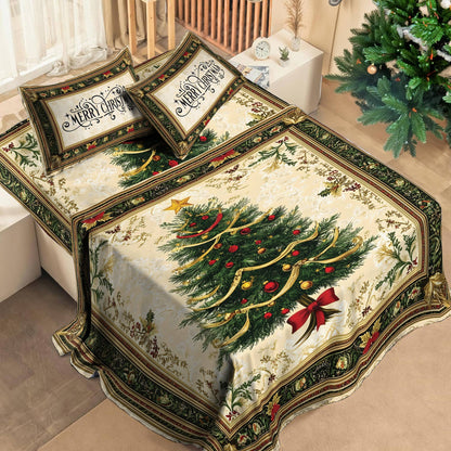 Shineful 4-Piece Bed Sheet Set Classic Christmas Tree