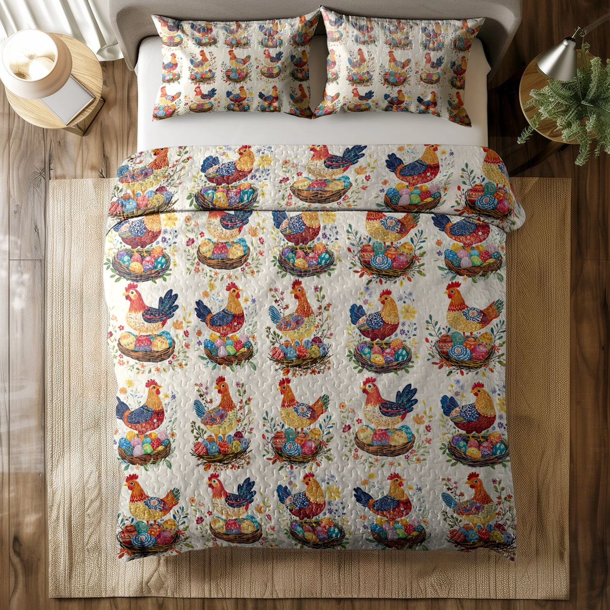 Shineful All Season Quilt 3-Piece Set - Chicken & Egg Nest