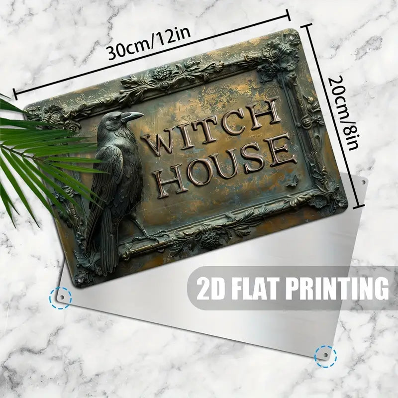 Shineful Metal Sign 2D Witch House with Raven