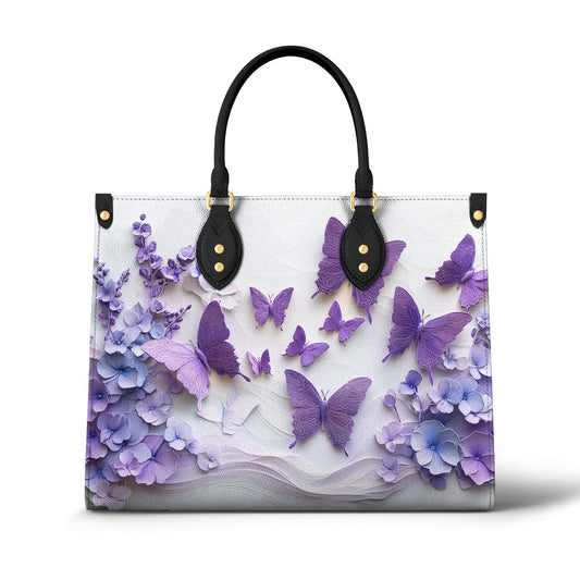 Shineful Leather Bag Personalized Purple Blossom Wings