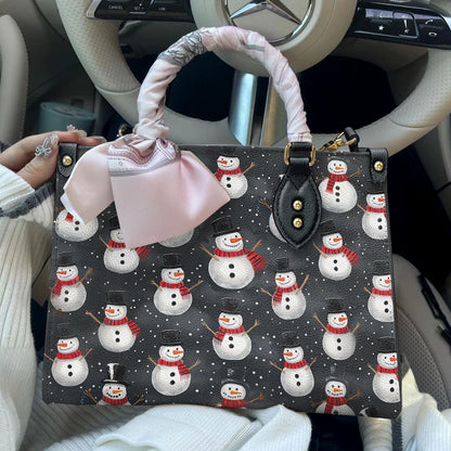 Shineful Leather Bag Christmas Snowman Gathering