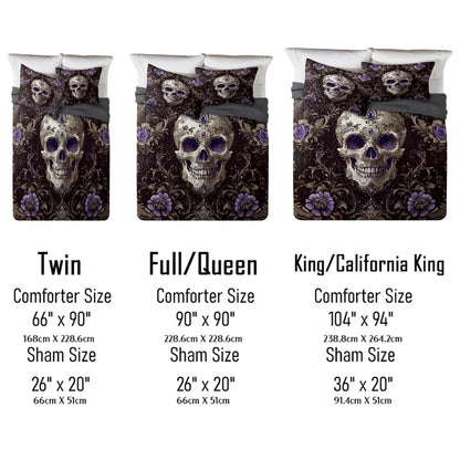 Shineful All Season Quilt 3-Piece Set - Gothic Jewel Skull