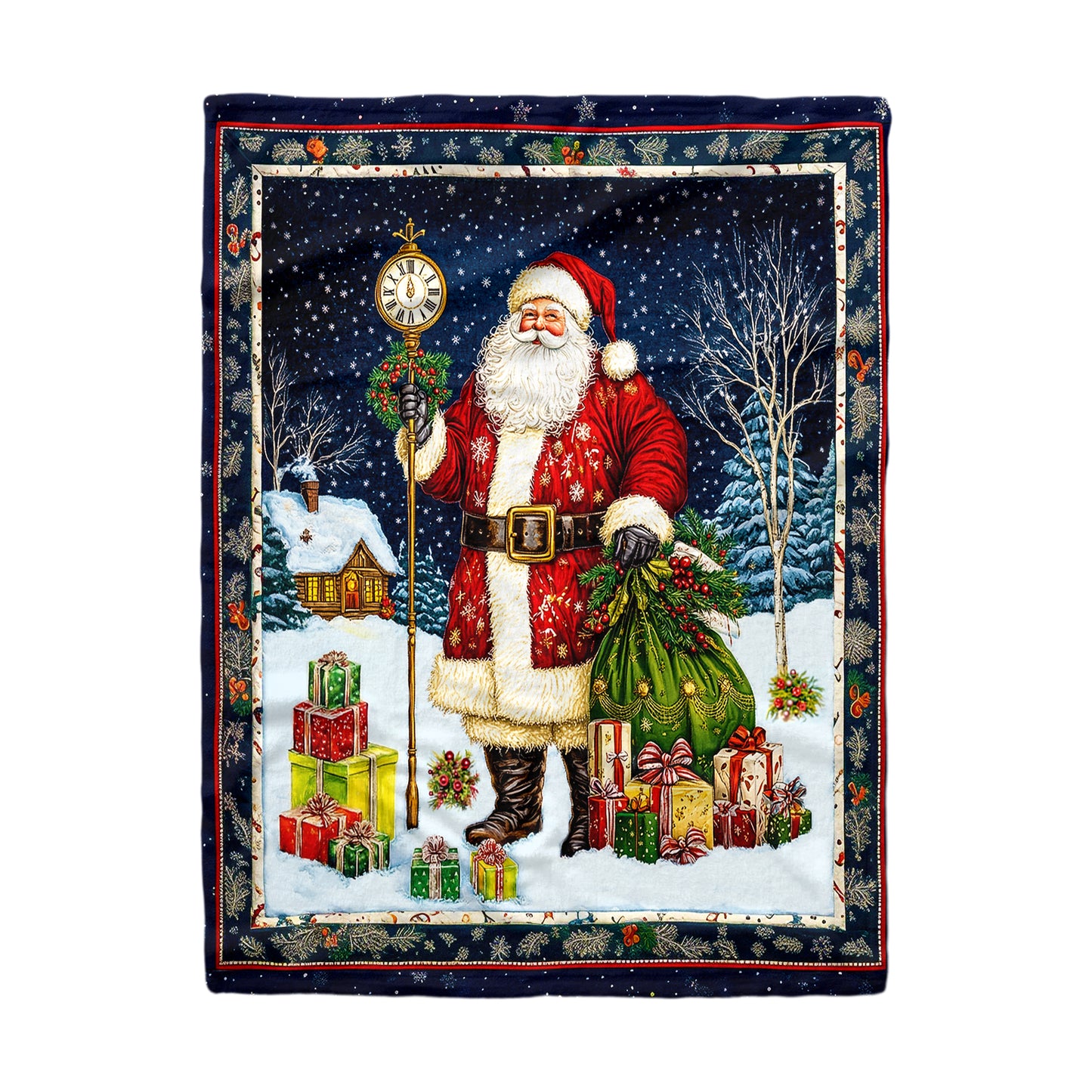 Shineful Fleece Blanket Santa's Midnight Gift Delivery