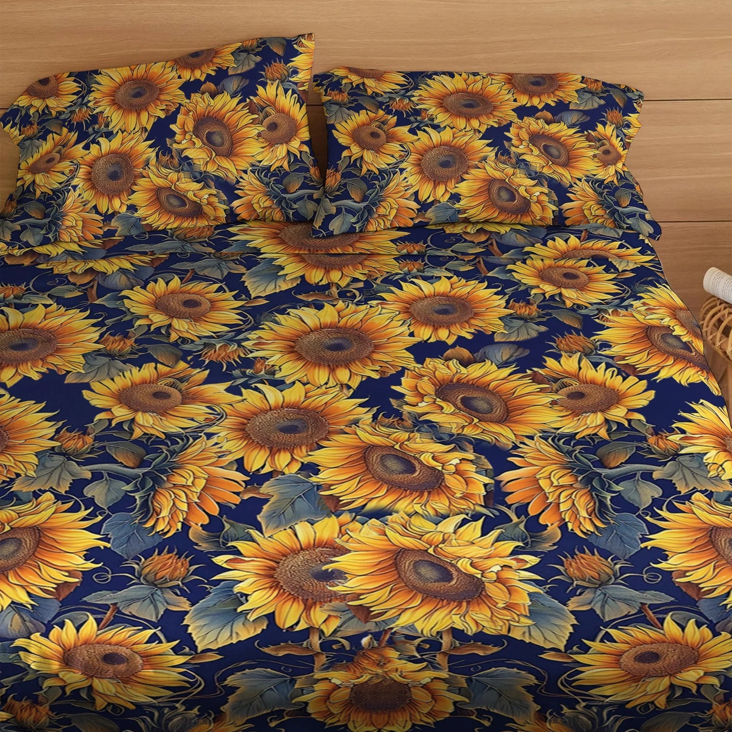 Shineful 4-Piece Bed Sheet Set - Sunflower Gorgeous Flower