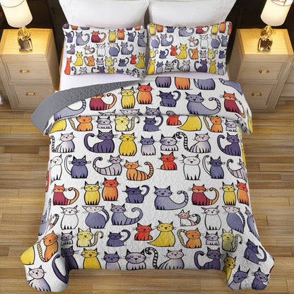 Shineful All Season Quilt 3-Piece Set Naughty Cats