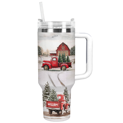 Shineful Personalized Tumbler Vintage Red Truck Christmas