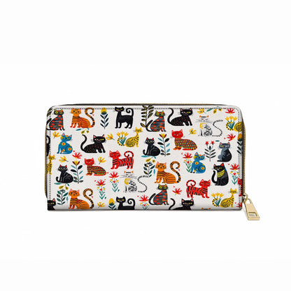 Glänzende Leder Clutch mit Trageriemen, süße skurrile Katze