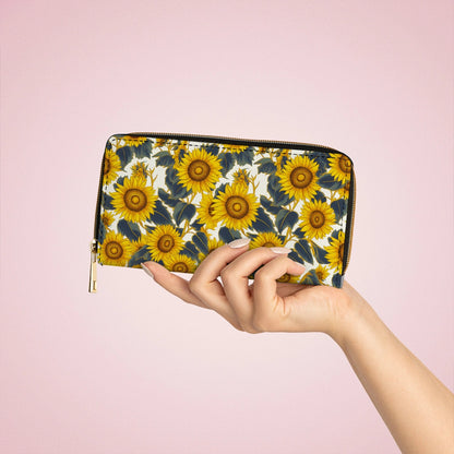 Shineful Leather Clutch Purse With Wristlet Strap Handle Sunflower Bold Bloom