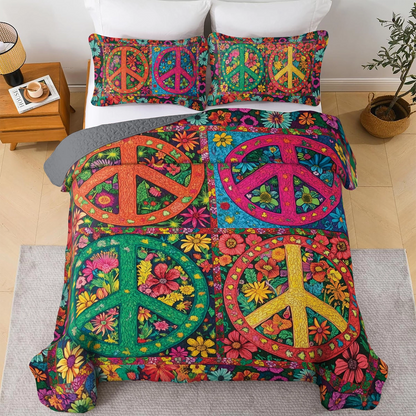 Shineful All Season Quilt 3-Piece Set - Radiant Hippie Peace