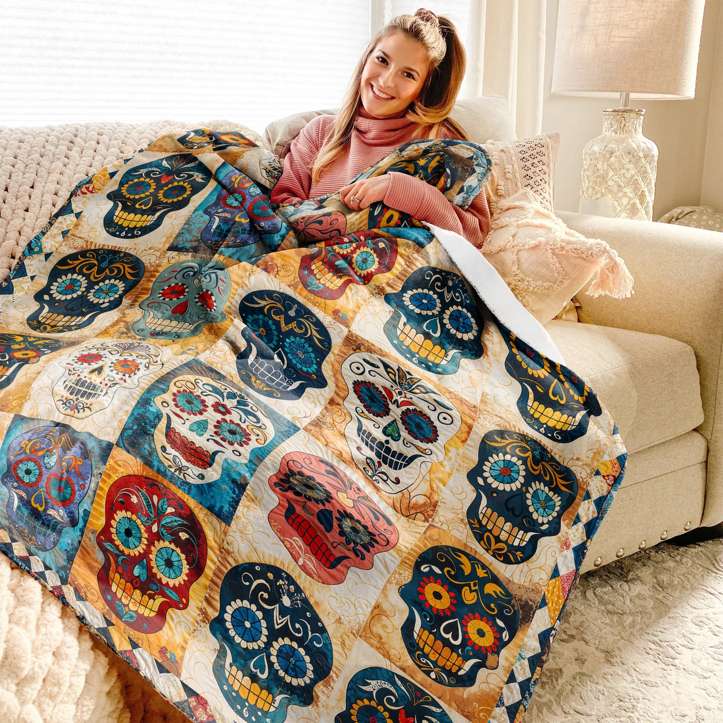 Shineful Fleece Blanket Sugar Skull Lovely