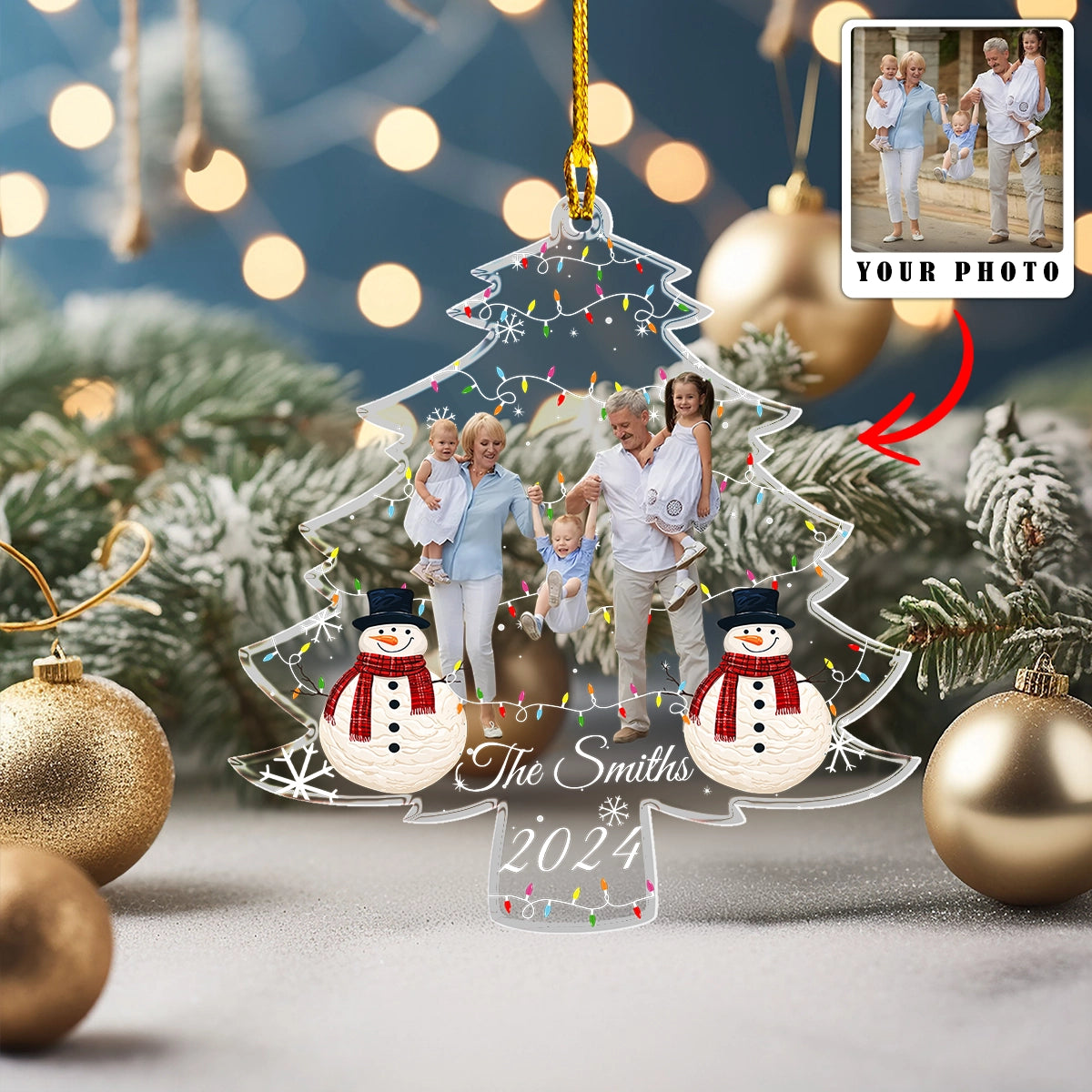 Shineful Acrylic Ornament Custom Photo Pack Snowy Family Tree