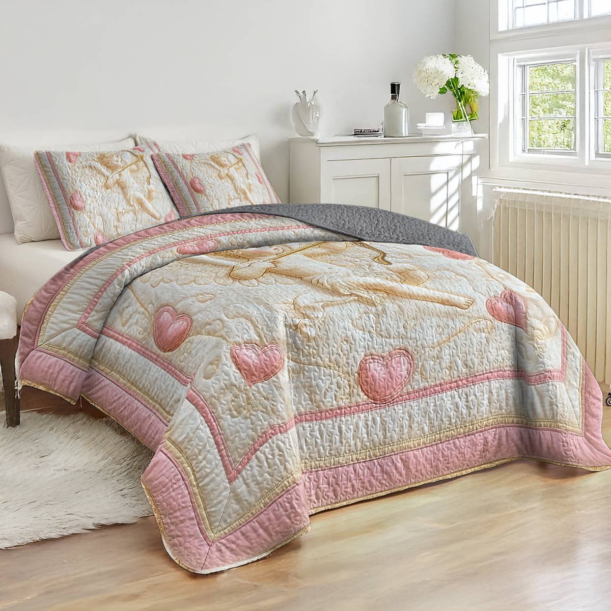 Shineful All Season Quilt 3-Piece Set - Cupid's Embrace