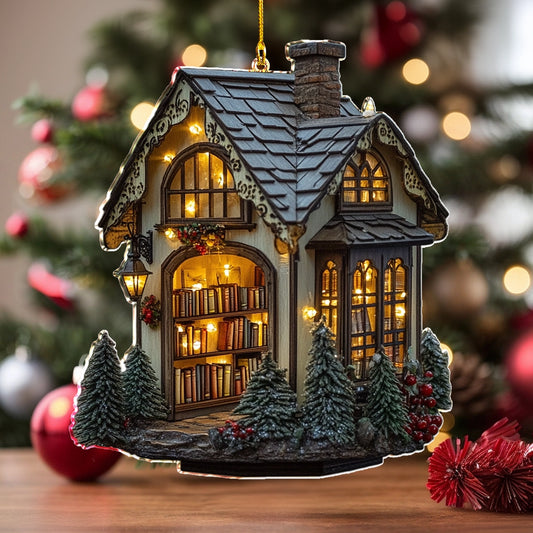 Shineful 2D Acrylic Ornament Cozy Library Cottage