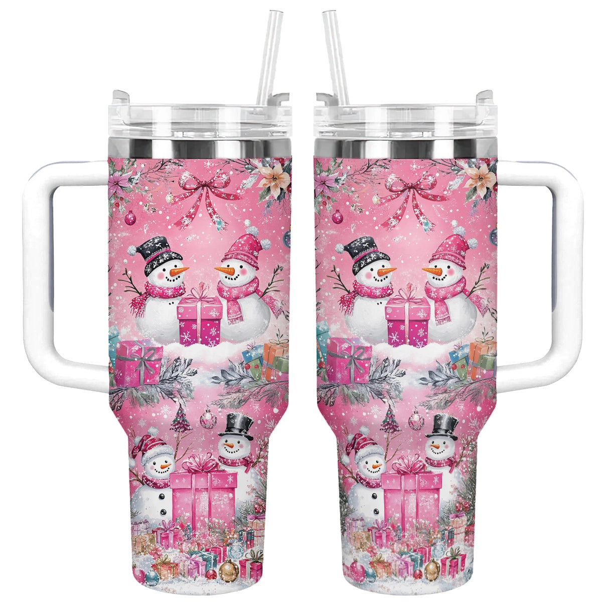 Shiny Tumbler Rosa Schneemann Weihnachten