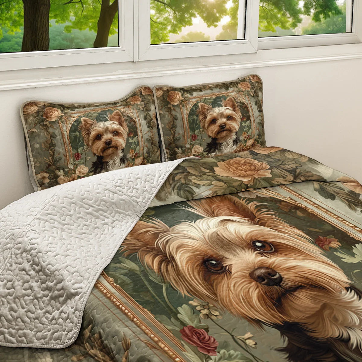 Shineful All Season Quilt 3-Piece Set Luxe Yorkie Companion