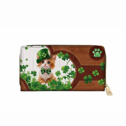 Shineful Leather Clutch Purse With Wristlet Strap Handle Lucky Whiskers