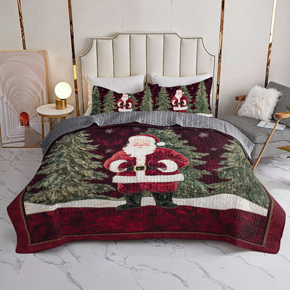 Shineful All Season Quilt 3-Piece Set Festive Santa Forest