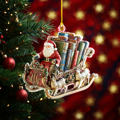 Shineful 2D Acrylic Ornament Santa Book Sleigh